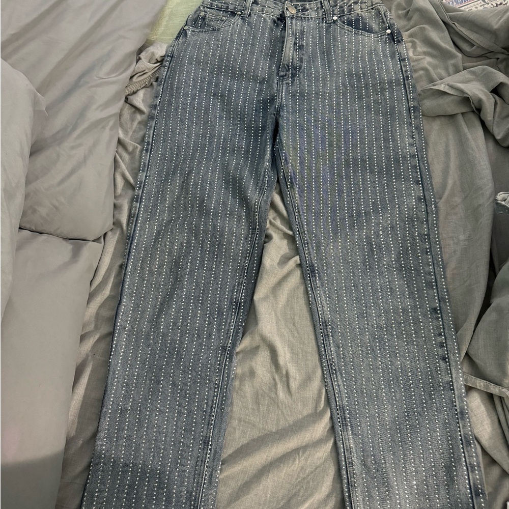Women’s Blue Jeans with Subtle Pattern